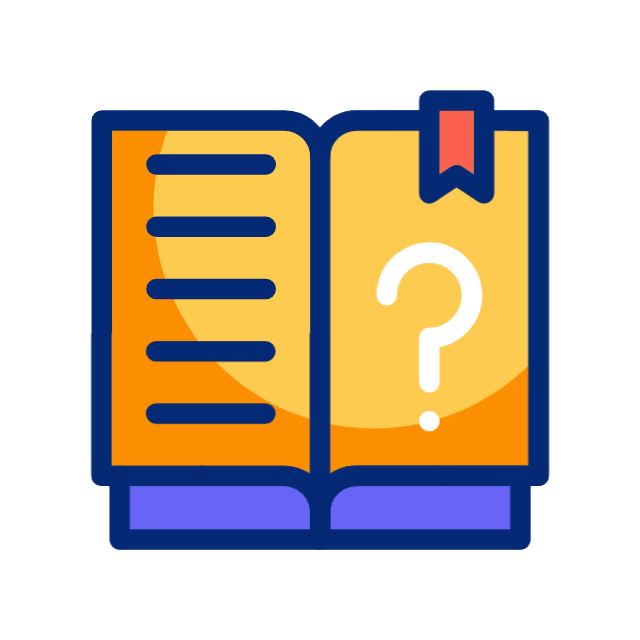 Open book with question mark icon gif